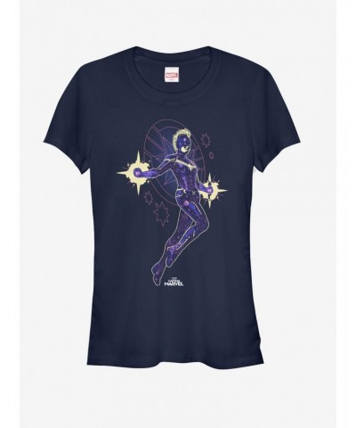 Marvel Captain Marvel Flying Star Girls T-Shirt $8.76 T-Shirts