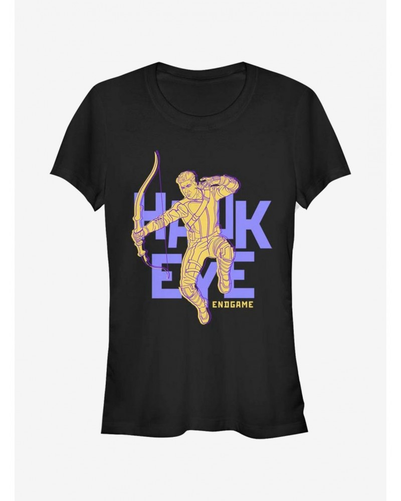 Marvel Hawk Eye Text Pop Hawk Girls T-Shirt $9.16 T-Shirts