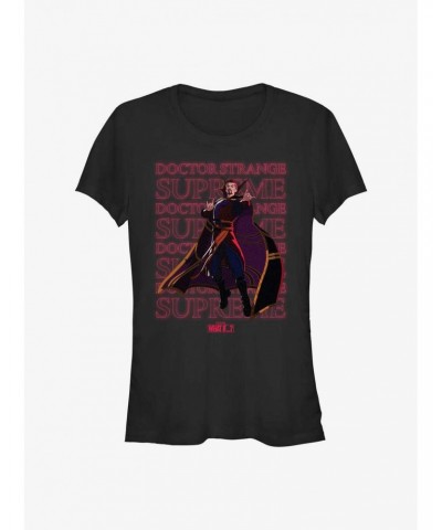 Marvel What If...? Supreme Text Stack Girls T-Shirt $9.96 T-Shirts