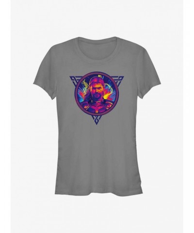Marvel Thor: Love and Thunder Thor Portrait Badge Girls T-Shirt $9.36 T-Shirts
