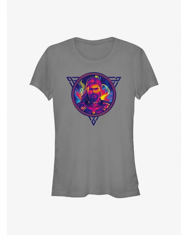 Marvel Thor: Love and Thunder Thor Portrait Badge Girls T-Shirt $9.36 T-Shirts