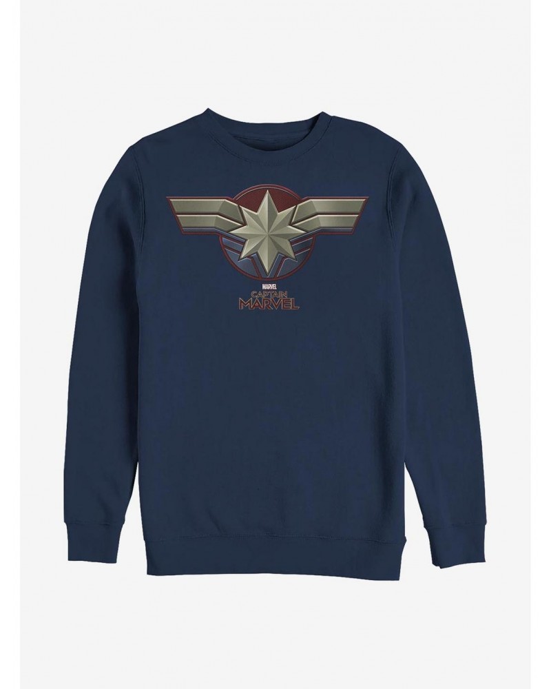Marvel Captain Marvel Costume Logo Crew Sweatshirt $12.10 Sweatshirts