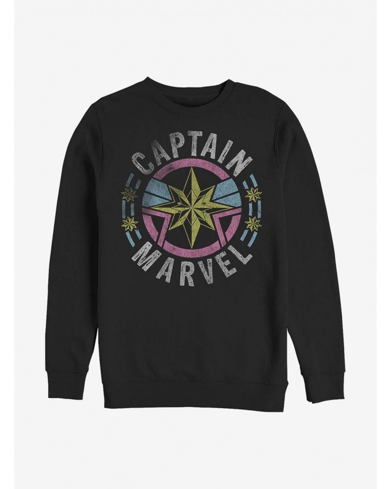 Marvel Captain Marvel 90's Logo Crew Sweatshirt $8.86 Sweatshirts