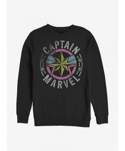 Marvel Captain Marvel 90's Logo Crew Sweatshirt $8.86 Sweatshirts
