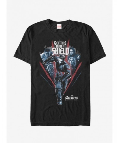 Marvel Avengers: Infinity War Get Captain Shield Run T-Shirt $8.03 T-Shirts