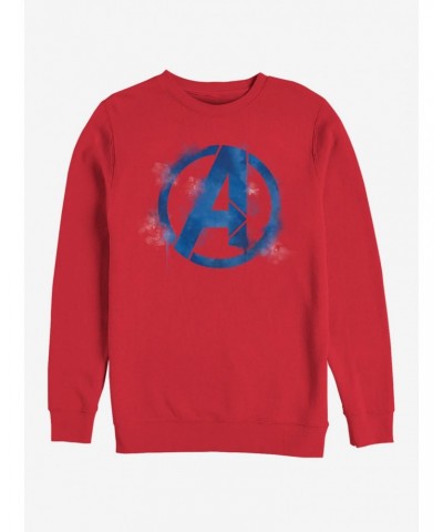 Marvel Avengers: Endgame Avengers Spray Logo Red Sweatshirt $11.22 Sweatshirts
