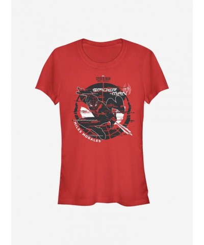 Marvel Spider-Man Miles Morales Two Tone Glitch Art Girls T-Shirt $7.77 T-Shirts
