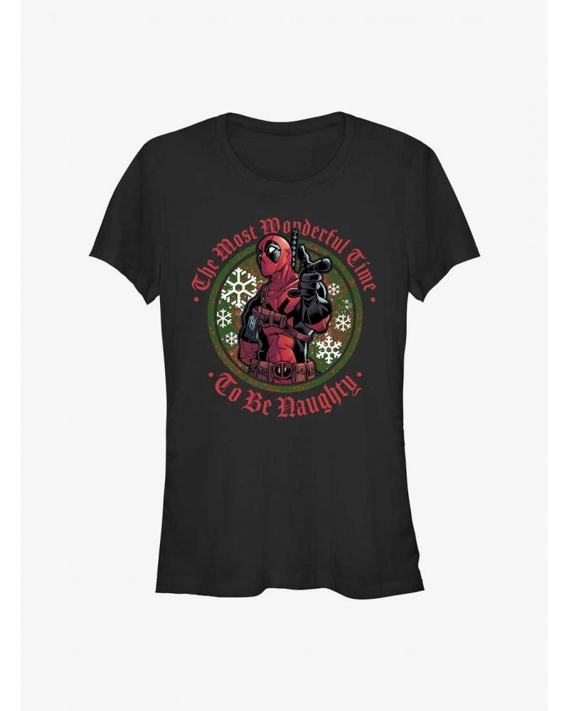 Marvel Deadpool Wonderful Time To Be Naughty Girls T-Shirt $8.17 T-Shirts