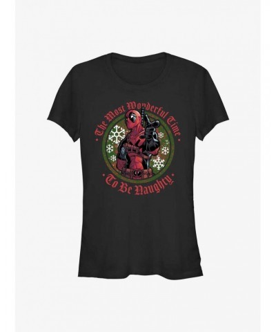 Marvel Deadpool Wonderful Time To Be Naughty Girls T-Shirt $8.17 T-Shirts