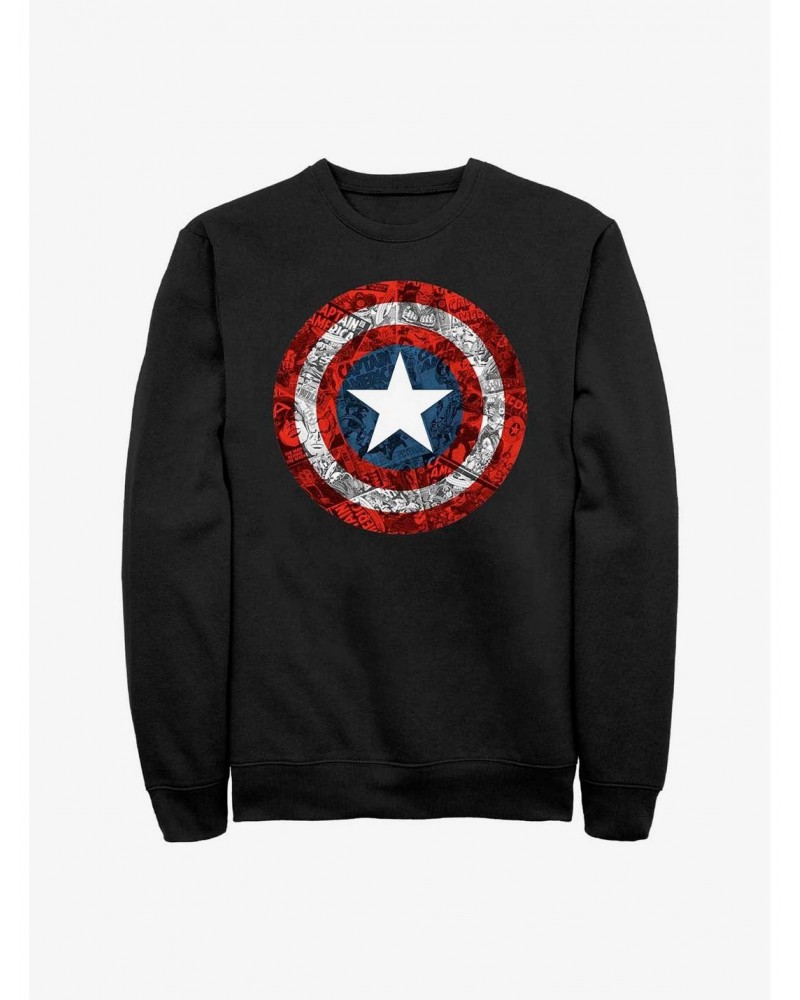 Marvel Captain America Comic Book Shield Overlay Sweatshirt $13.87 Sweatshirts