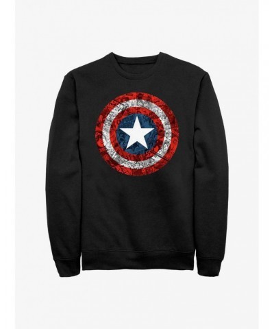 Marvel Captain America Comic Book Shield Overlay Sweatshirt $13.87 Sweatshirts