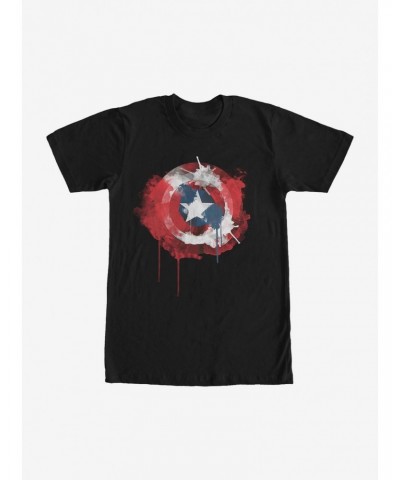 Marvel Captain America Shield Watercolor Print T-Shirt $8.41 T-Shirts