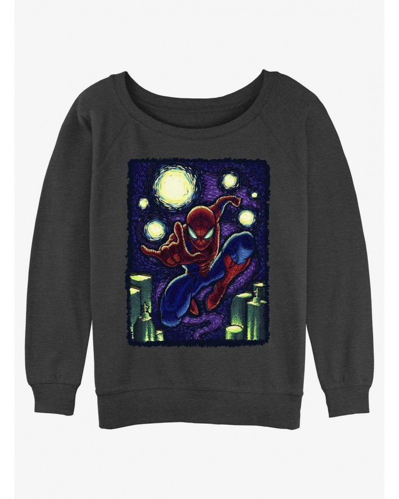 Marvel Spider-Man Starry New York Girls Slouchy Sweatshirt $8.86 Sweatshirts