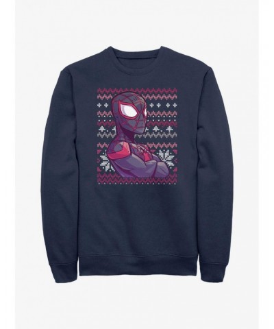 Marvel Spider-Man Miles Morales Ugly Christmas Sweatshirt $12.10 Sweatshirts