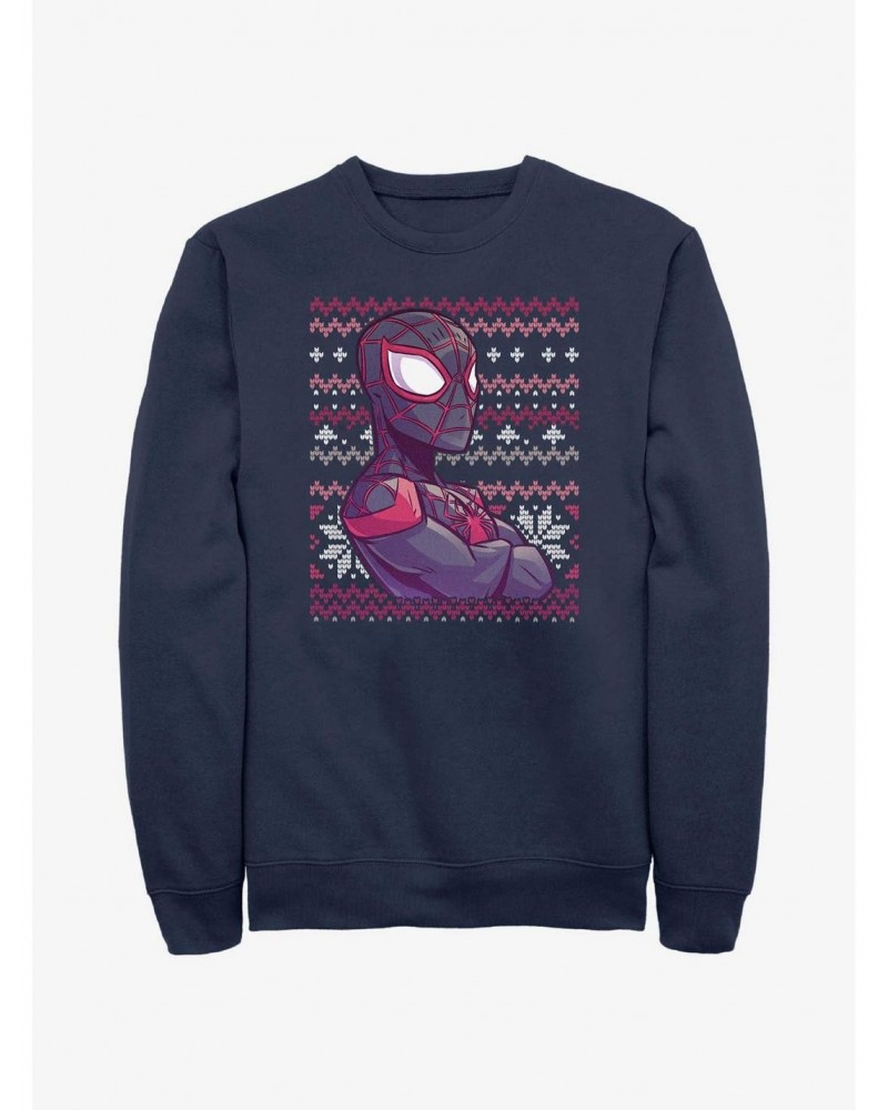 Marvel Spider-Man Miles Morales Ugly Christmas Sweatshirt $12.10 Sweatshirts