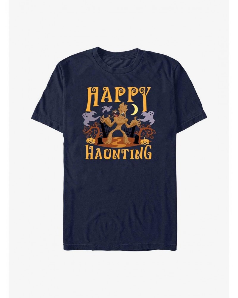 Marvel Guardians Of The Galaxy Groot & Rocket Happy Haunting T-Shirt $9.37 T-Shirts