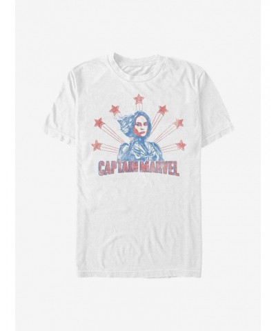Marvel Captain Marvel Retro Stars T-Shirt $8.41 T-Shirts