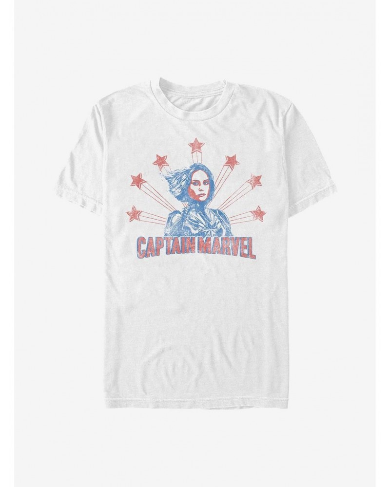 Marvel Captain Marvel Retro Stars T-Shirt $8.41 T-Shirts