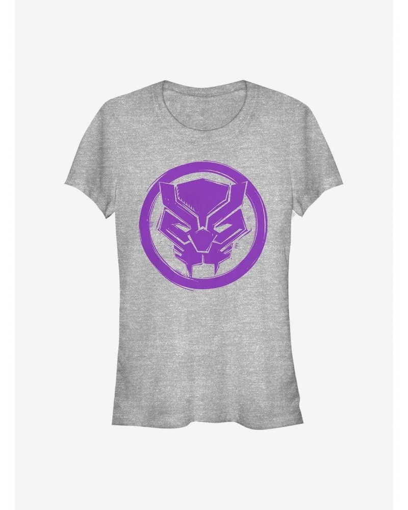 Marvel Black Panther Woodcut Panther Girls T-Shirt $8.76 T-Shirts