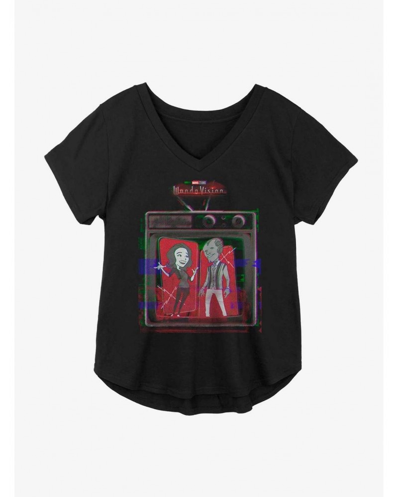 Marvel WandaVision Retro Glitch Television Girls Plus Size T-Shirt $11.33 T-Shirts