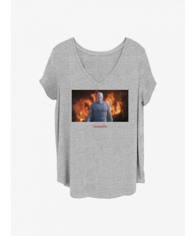 Marvel WandaVision White Vision Flames Girls T-Shirt Plus Size $10.64 T-Shirts
