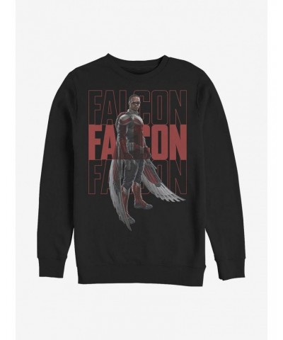 Marvel The Falcon And The Winter Soldier Falcon Repeating Name Crew Sweatshirt $12.69 Sweatshirts