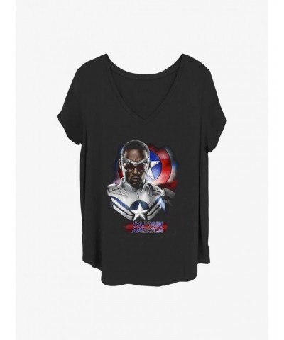 Marvel The Falcon and the Winter Soldier Cap Pose Girls T-Shirt Plus Size $8.79 T-Shirts