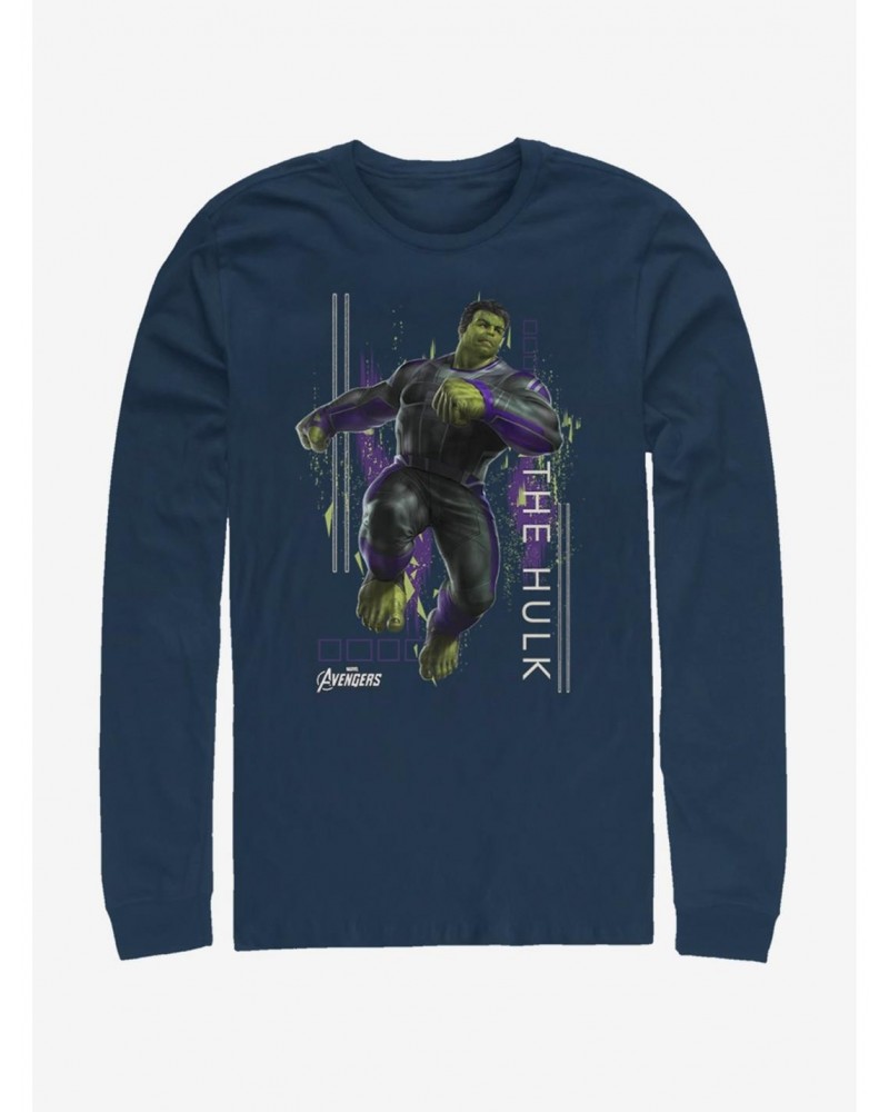 Marvel Avengers: Endgame Hulk Motion Navy Blue Long-Sleeve T-Shirt $10.00 T-Shirts